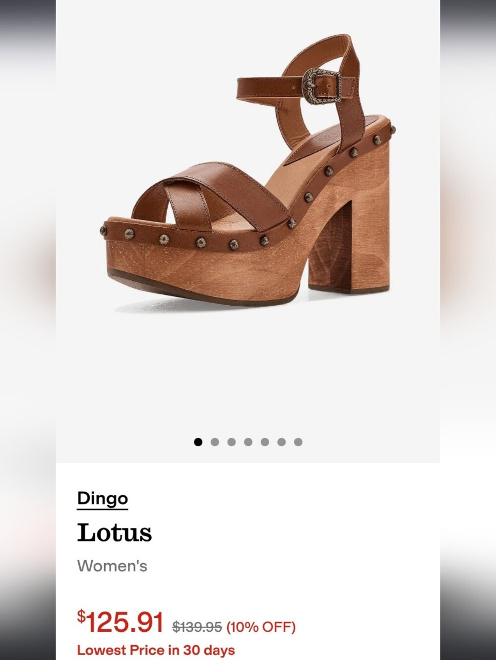 dingo Lotus Brown Leather Platform Sandal with Studded Trim